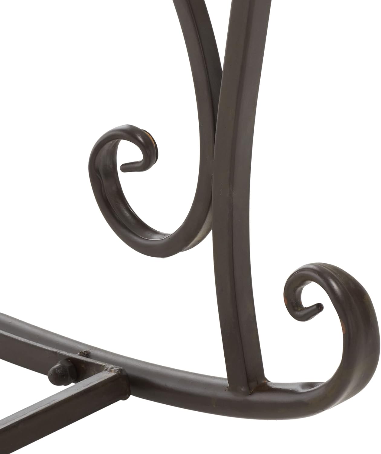 SAFAVIEH Outdoor - Medrano Iron Rocking Chair - Rustic Brown Iron Metal - Vintage Ornate Scrollwork Design - Ideal for Patio, Deck, Porch, Garden, 15' Seat Height (PAT5030B)