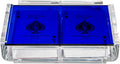 Modern Elegant Playing Card Deck Holder Tray with 2 Decks of Playing Cards in Unique Stylish Deluxe Acrylic Box with Color lid (Blue)