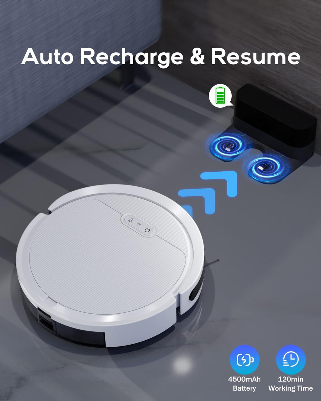 V3 Robot Vacuum and Mop Combo，3 in 1 Robot Vacuum 5000Pa Suction, Works with 2.4G WiFi/Alexa/App/Remote Control, Schedule Cleaning, Automatic Self-Charging, Ideal for Pet Hair, Hard Floor and Carpet