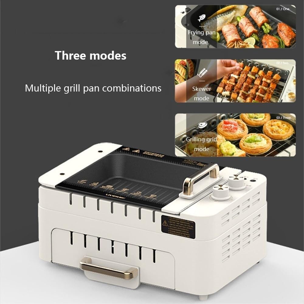 Automatic Rotating Grill,Multifunctional Electric Grill,1000w Household Grill,Three Modes 0-30 Minute Timer,With Removable Grill Plate,Grill And Lid,Home,Outdoor Use