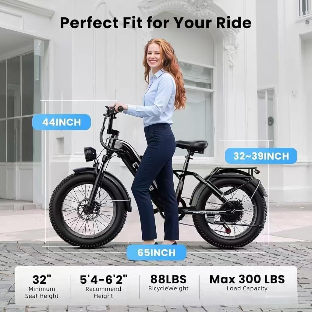 Auloor 1500W Motor Electric Bike for Adults and Seniors, 48V 20AH Removable Battery City Step Thru EBike, 30+MPH & 70 Miles 20' Fat Tires 7 Speed Electric Commuter Bicycle for Women and Teens