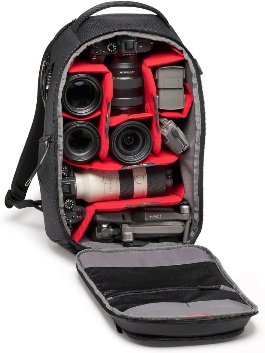 Manfrotto PRO Light Frontloader M, Professional Camera Backpack, Side and Front Access, Tripod Mount, Padded Backpack with Interchangeable Dividers, Black
