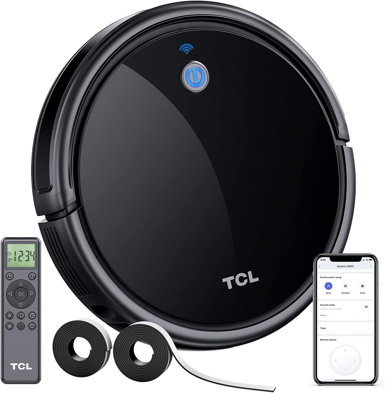 TCL Home Sweeva 6000 Smart Robot Vacuum, Advanced Navigation, UVC Clean Technology, Perfect for Pets and Kids, App & Voice Control, Great for Hard Floors and Carpets with Auto-Boost, Quiet (RV6014B)