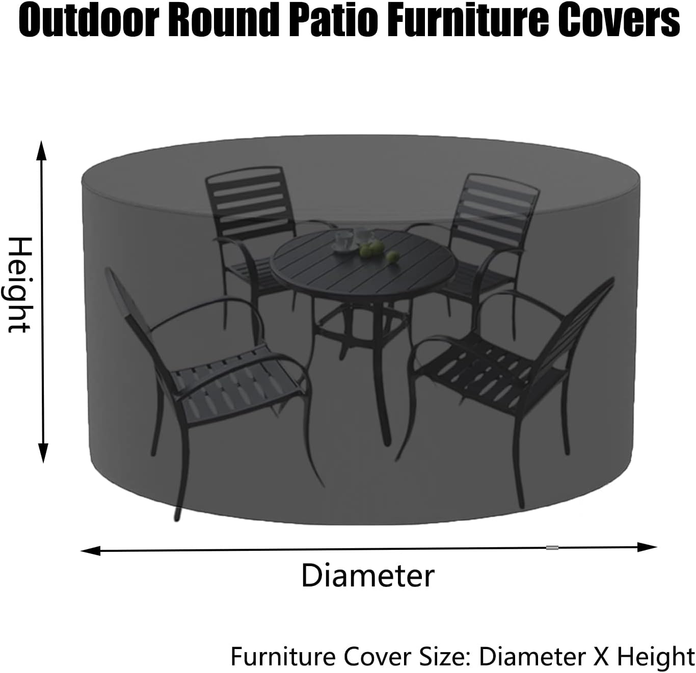Outdoor Patio Furniture Covers 130' D x 39' H, Dust Proof Furniture Protective Cover, Round Dining Table and Chairs Set Cover, Heavy Duty Gas BBQ Grill Cover (330x100cm)