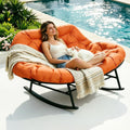 YOXIFOC Double Rocking Chair, Indoor and Outdoor Dual Lounge Chair, with Extra Thick and Large Cushion, Suitable for Living Room/Patio/Garden (Orange)