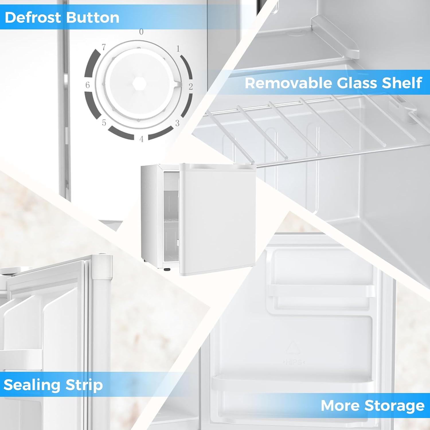 Antarctic Star 1.7 Cu.Ft Compact Refrigerator with Freezer,Adjustable Thermostat,Removable Glass Shelf,Single Reversible Door Mini Fridge for Bedroom,Office,Dorm,White