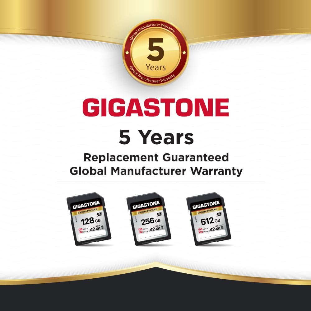 【5-Years Data Recovery】 GIGASTONE 512GB SD Card, 4K Camera Pro MAX, A2 4K SDXC Memory Card High Speed 4K UHD Video Compatible with Canon Kodak Digital Camera, with 1 Mini case