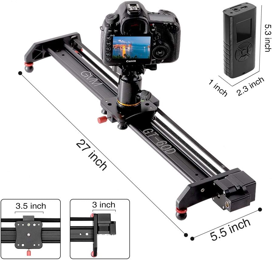 GVM Camera Slider, 27' Aluminum Alloy Motorized Slider with Time-Lapse, Video Shooting and Round Trip Shooting, Track Dolly Rail for Most DSLR Cameras for Interview Photography