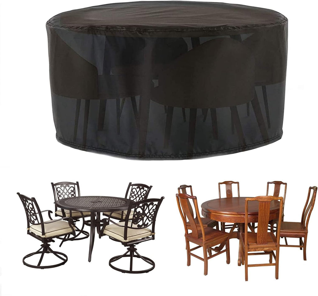 Dining Table Chair Set Cover 118' D x 39' H, 420D Waterproof Garden Table Set Cover, Extra Large Outdoor Furniture Set Covers, Heavy Duty Gas BBQ Grill Cover (300x100cm)