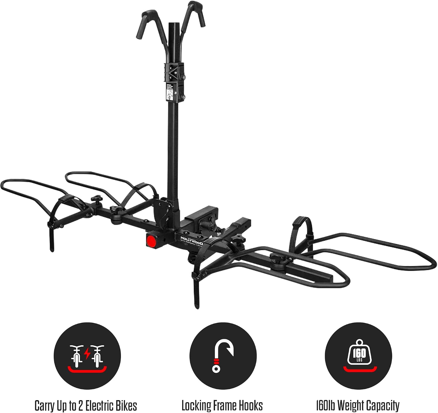 Hollywood Racks Sport Rider 2' Hitch Bike Rack, Carries 2 Bikes up to 80 lbs Each for Standard, Fat Tire and Electric Bicycles - Heavy Duty, Foldable Ebike Rack for Car, Truck, and SUV