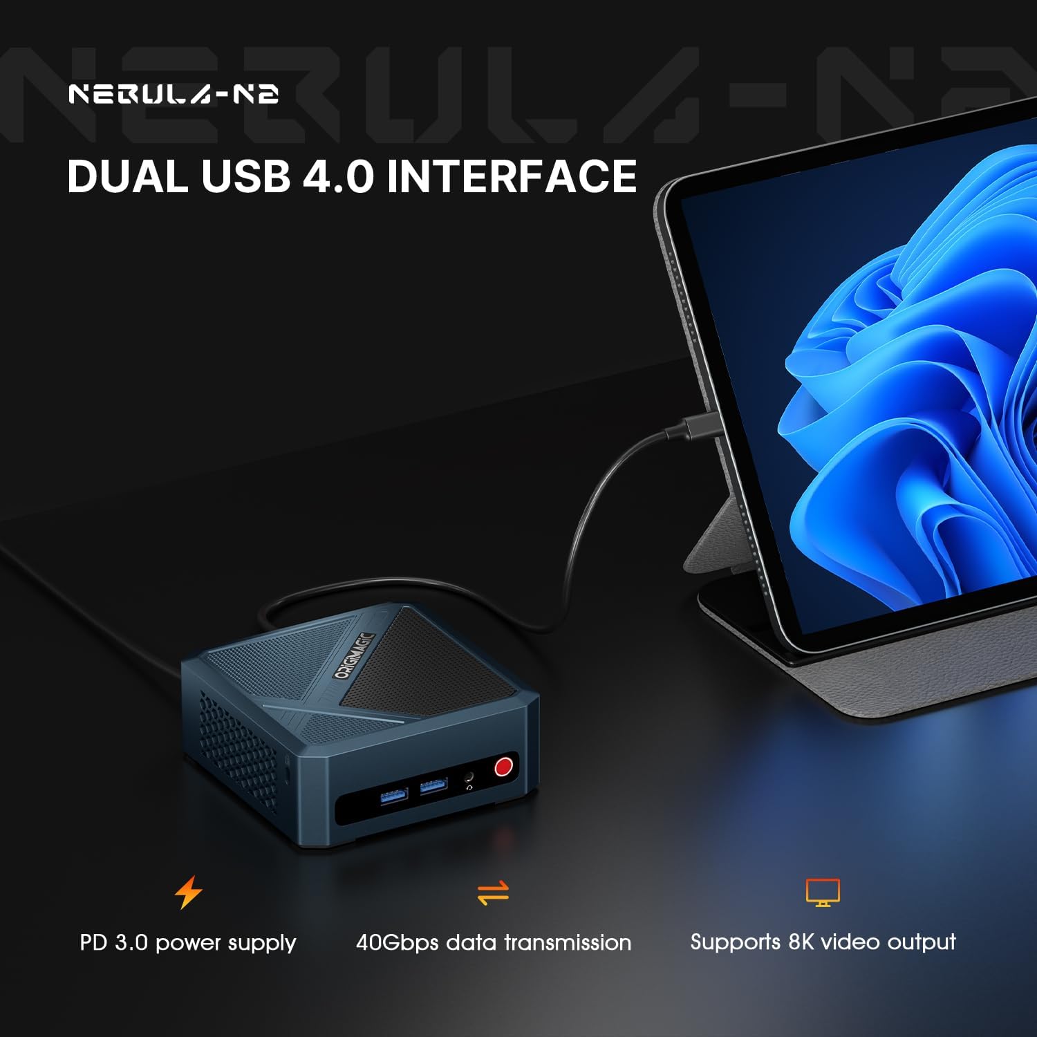 N2 PRO Ryzen 7 6800H Mini Gaming PC, 32GB DDR5 1TB PCIe SSD, Quad 4K Display/2.5 Gigabit LAN/Wi-Fi 6E/BT 5.2/11 Pro OS /8K USB4