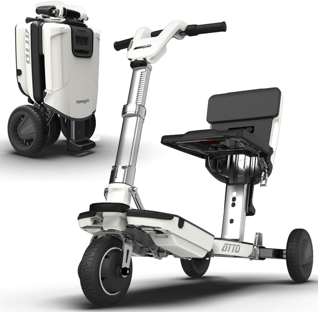 ATTO Folding Travel Powered Mobility Scooter by MovingLife, Full-Size Portable Electric Scooter, Lightweight Lithium Battery, Airline Approved