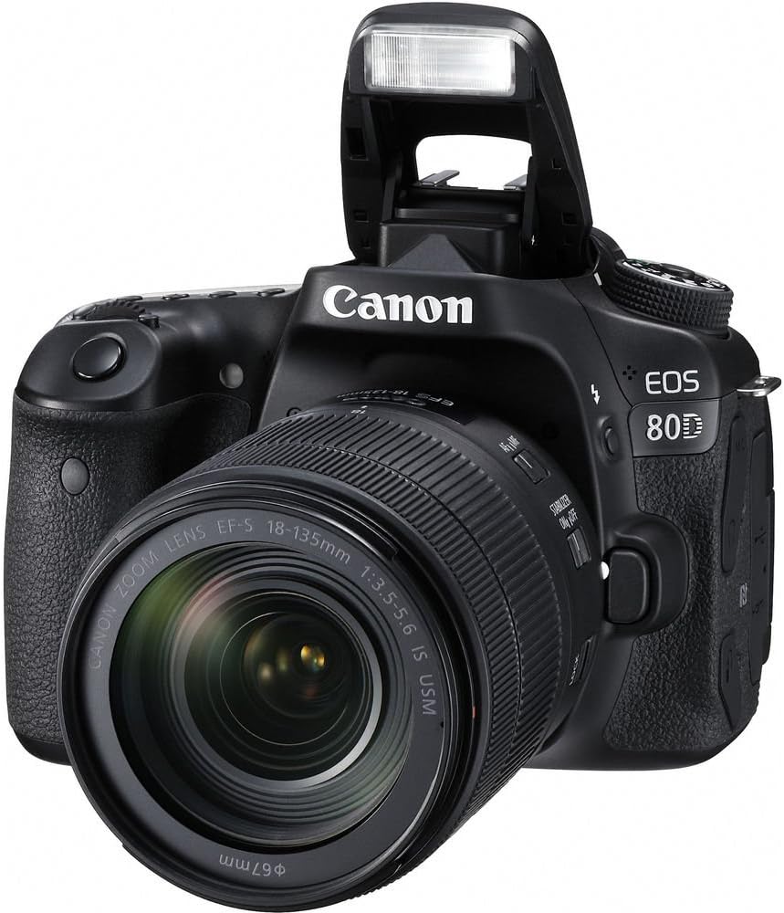 Canon EOS 80D DSLR Camera with 18-135mm Lens (1263C006), 64GB Memory Card, Case, Corel Photo Software, 2 x LPE6 Battery, Charger, Card Reader, LED Light, Filter Kit + More