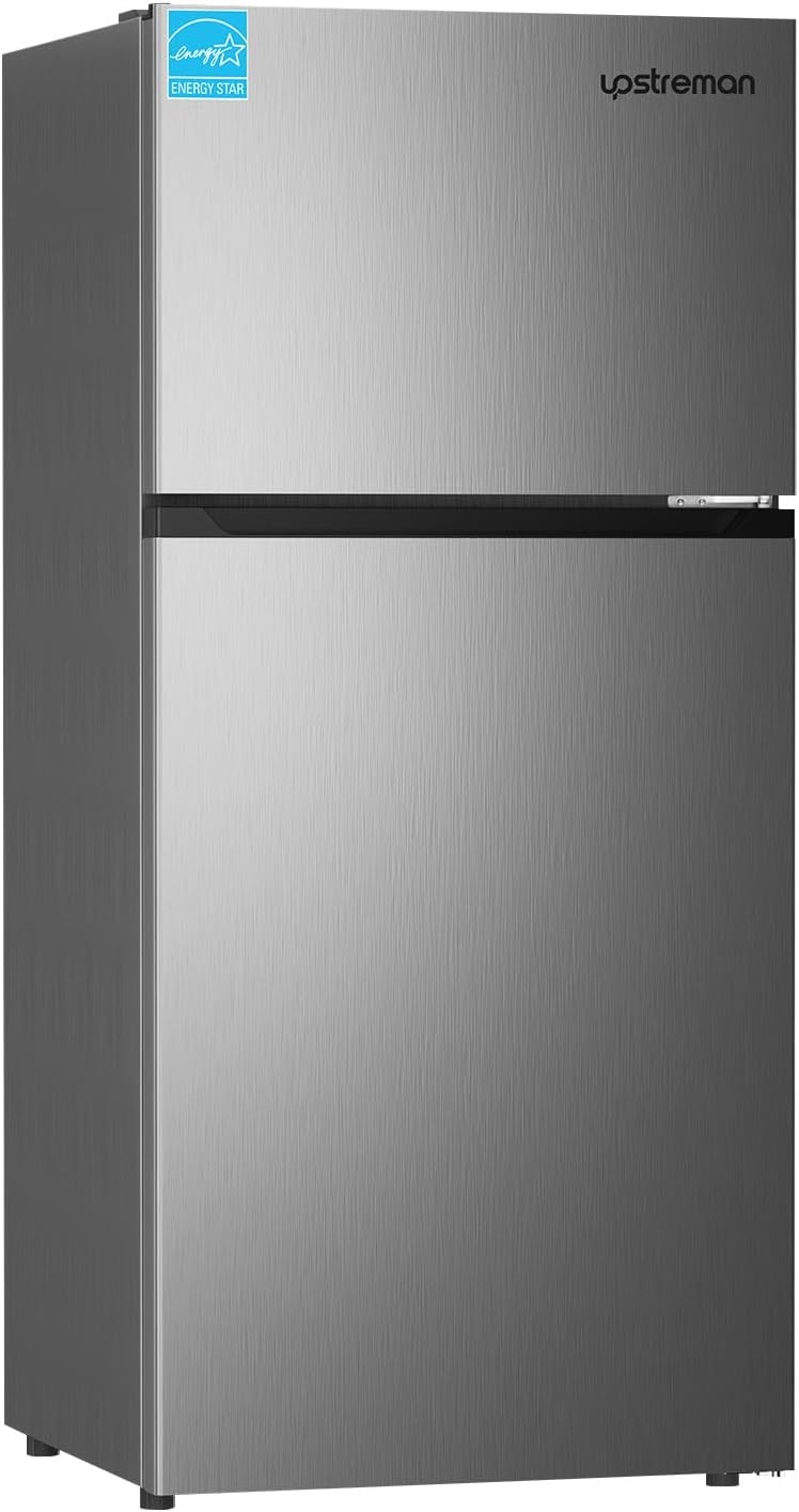 Upstreman 17.6 Cu.Ft Top Freezer Refrigerator Large Capacity Refrigerator, Frost Free, ENERGY STAR, Adjustable Thermostat, Fingerprint Resistant Stainless Steel, Reversible Door