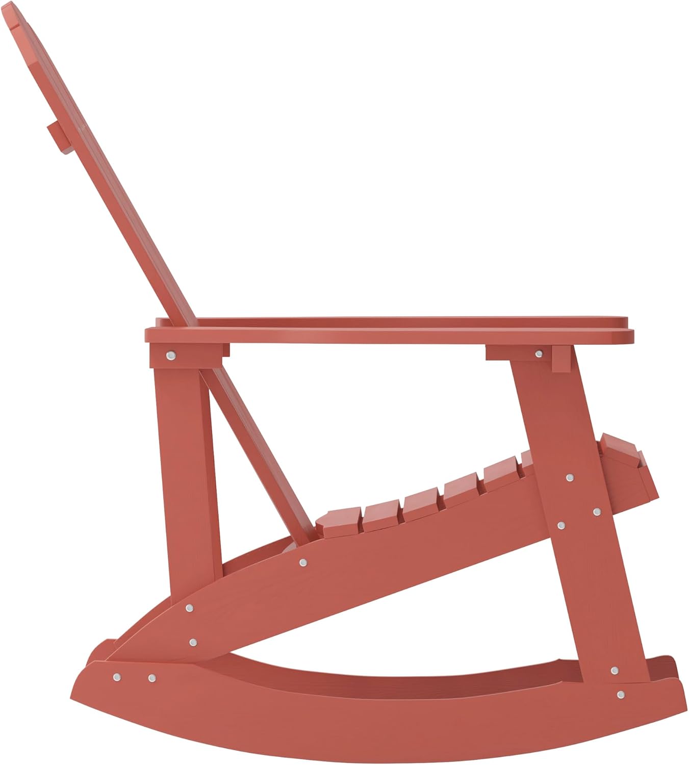 Flash Furniture Savannah Poly Resin Wood Adirondack Rocking Chair - All Weather Red Polystyrene - Stainless Steel Hardware