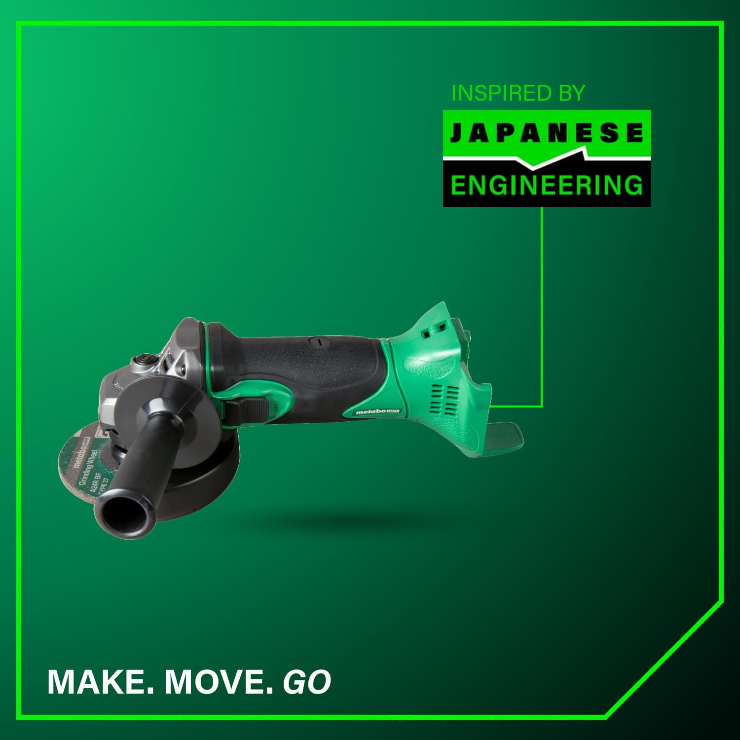 Metabo HPT 18V MultiVolt 4-1/2 Inch Slide Switch Power Angle Grinder Kit, High Torque Motor Power Tool with Battery Charge Indicator, Soft Grip Handle, Safety Features, G18DSL2Q4
