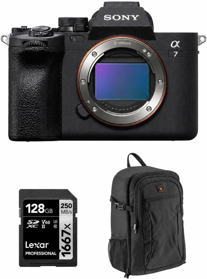 Sony Alpha a7 IV Full Frame Mirrorless Interchangeable Lens Digital 4K Camera, Black - Bundle with 256GB SD Memory Card, Camera Backpack, Sony 1 Year Limited Warranty