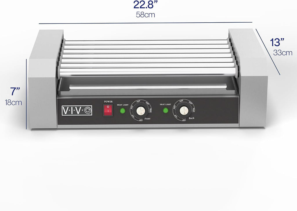 VIVO Electric 18 Hot Dog 7 Roller Grill Warmer, Stainless Steel, Commercial and Household 900W Machine, HOTDG-V007