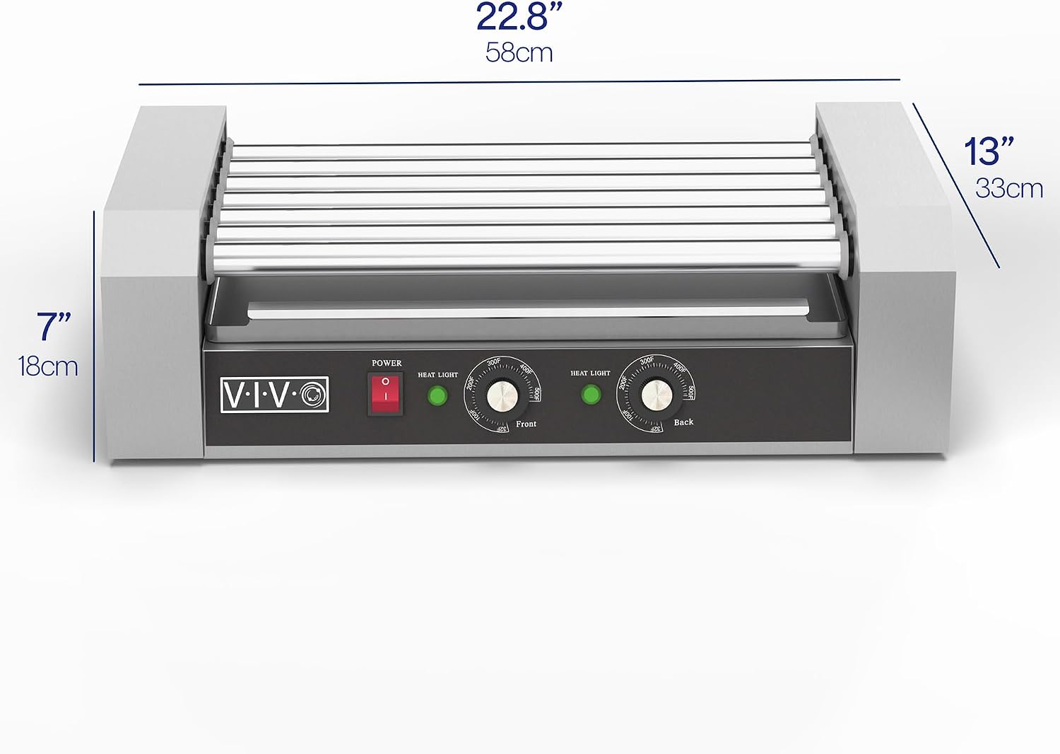 VIVO Electric 18 Hot Dog 7 Roller Grill Warmer, Stainless Steel, Commercial and Household 900W Machine, HOTDG-V007