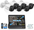 OOSSXX (2026 New) 4K PoE Security Camera System Outdoor, 8CH NVR with 10' IPS Monitor & 1TB HDD, 6 Cameras, 130° Wide Angle, AI Human Detection, Two-Way Audio, No Monthly Fee
