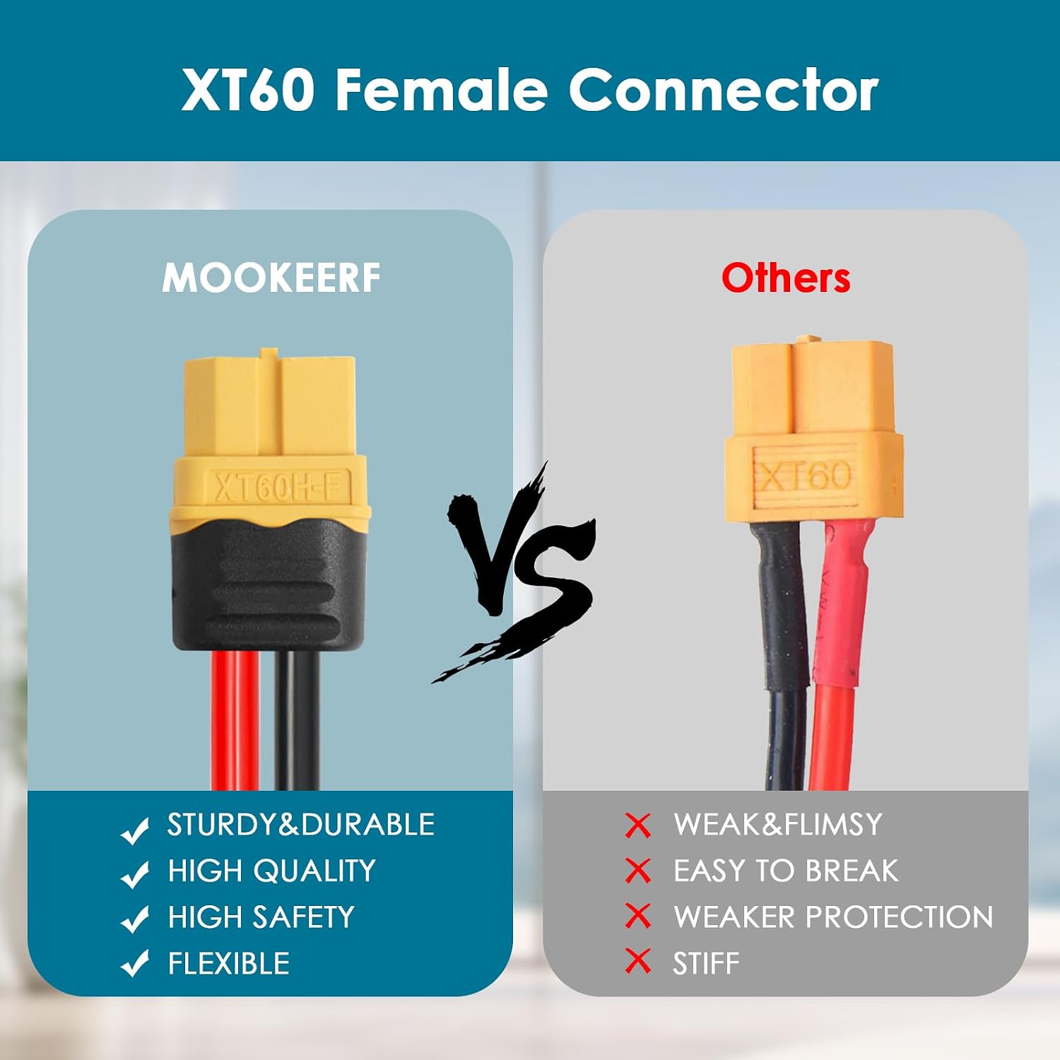 MOOKEERF Solar to XT60 Charge Extension Cable 100FT 12AWG XT60 Solar Cable for Portable Power Station Battery Pack