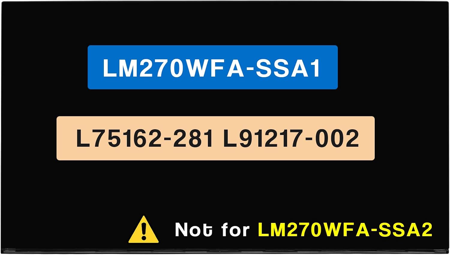 LM270WFA-SSA1 Touch Screen Replacement for HP 27-D 27-dp1086qe 27-dp0167c 27-dp0170z 27-dp1280 27-dp0160 L99804-002 L75162-281 L91217-002 LCD Display Panel LM270WFA(SS)(A1)
