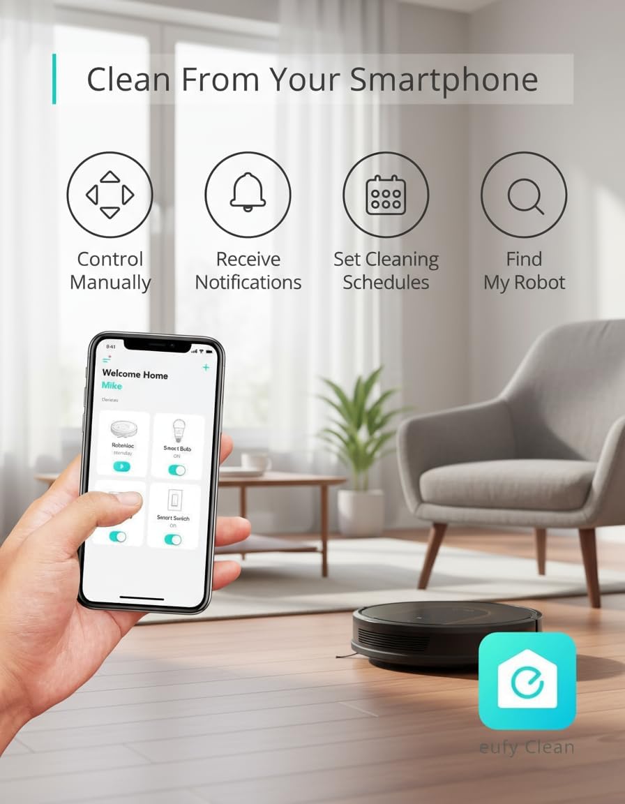 eufy Robot Vacuum 30C Slim Max, Self-Charging Robot Vacuum Cleaner, Cleans Hard Floors to Medium-Pile Carpets, Boundary Strips Included