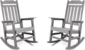 Rocking Chairs Set of 2, All Weather Resistant Poly Lumber Outdoor Porch Rocker, Rocking Chairs for Outdoor, Indoor, Patio, Deck, Garden, Backyard, Load Bearing 380 lbs - Grey