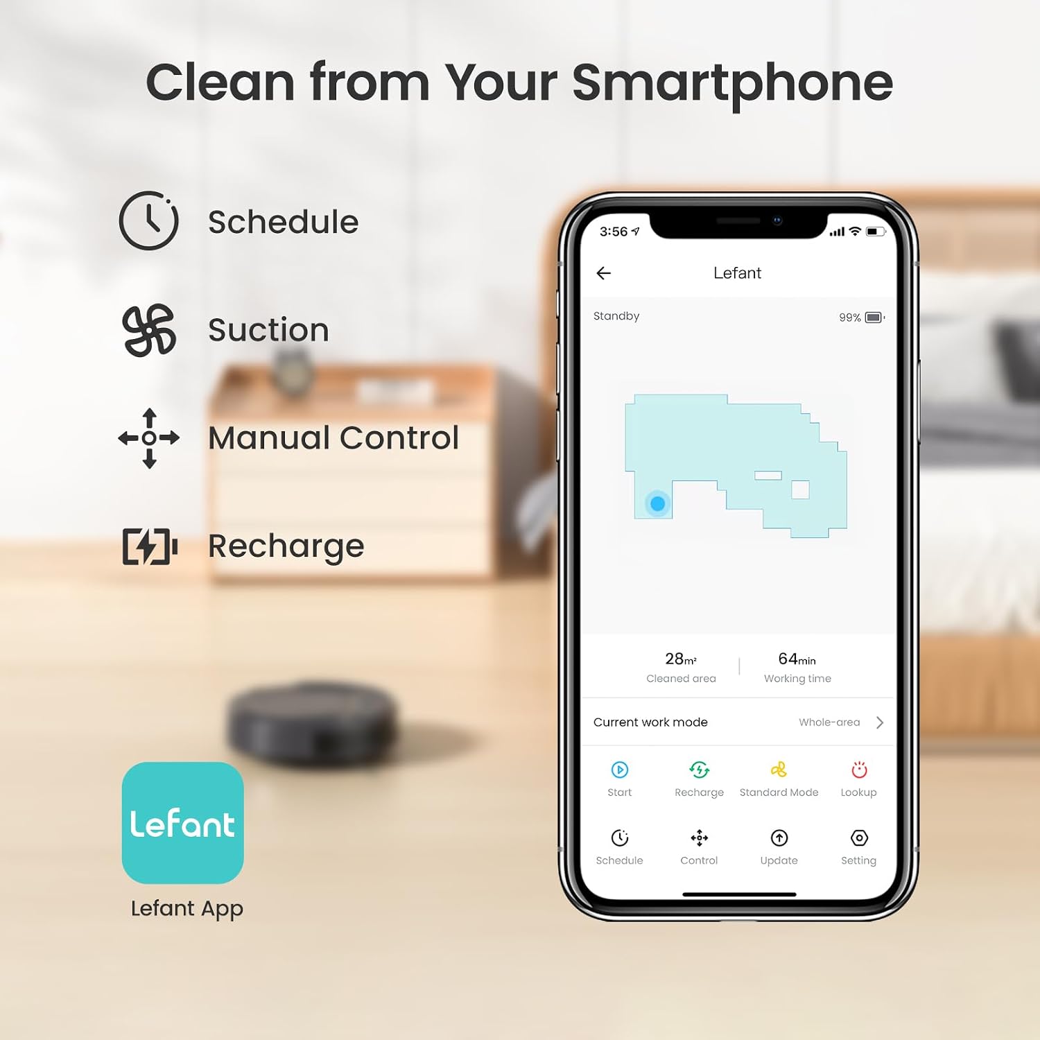 Lefant M210Pro Robot Vacuum Cleaner with Remote Control