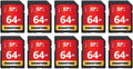 GIGASTONE 64GB SD Card 10-Pack UHS-I U1 Class 10 SDXC Memory Card High Speed Full HD Video Canon Olympus Digital Camera with 10 Mini Cases