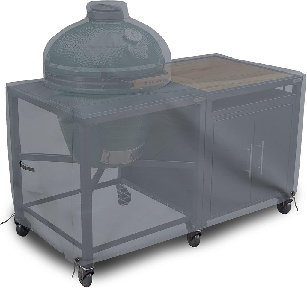 Covers & all Big Egg Grill Cover, 12 Oz Waterproof UV & Weather Resistant, PVC Coated Outdoor Cover with Air Vents & Drawstrings (60' L x 36' D x 50' H, Grey)