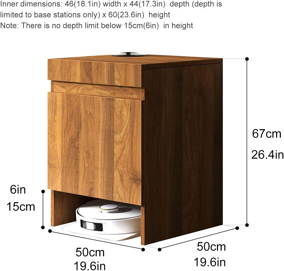 Robot Vacuum Stand Cabinet,Storage Cabinet with Doors for Robot Vacuum Cleaner,End Side Table for Home Office,Wood Freestanding Rack for Living Room Home Office Kitchen(Gray)