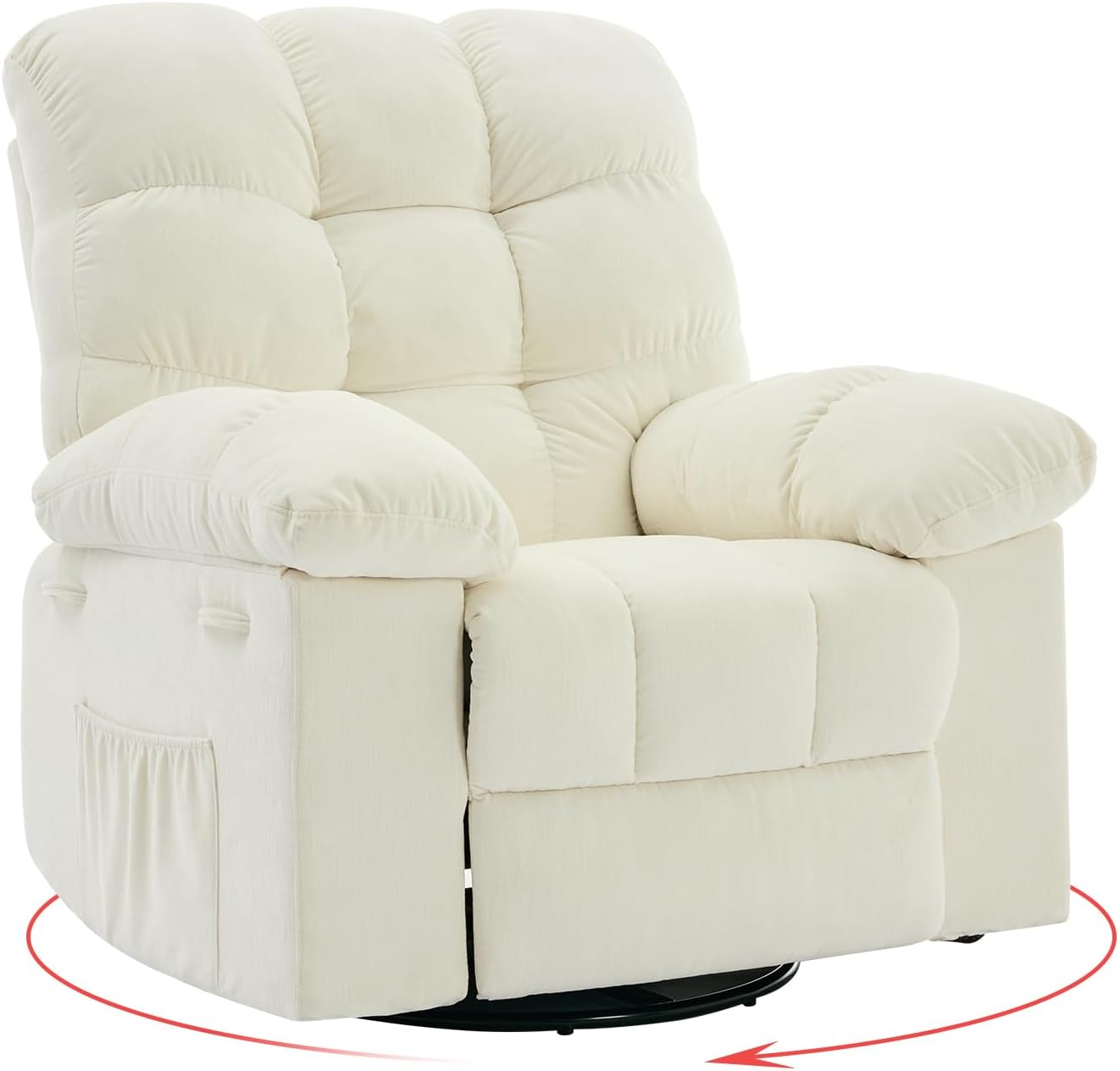 Garvee Rocking Recliner Chair, 360° Swivel Rocker Chair for Living Room, Upholstered Fabric Glider Nursery Chair with Side Pockets for Small Spaces, q235 Steel Frame Lazy Boy Recliner Single Sofa
