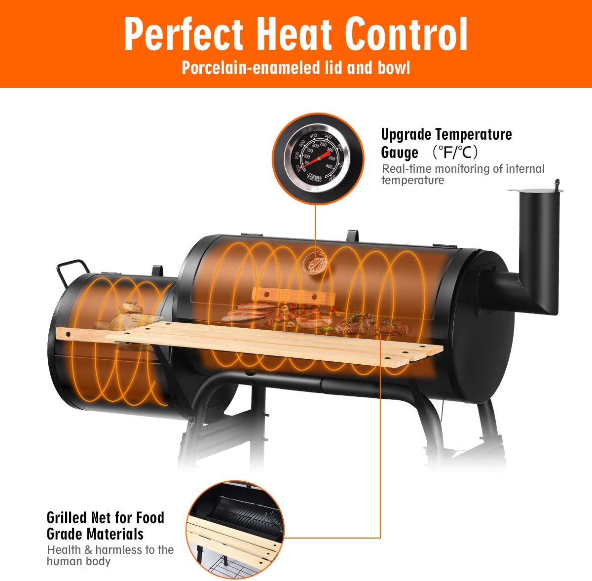 Giantex BBQ Grill Charcoal Barbecue Grill Outdoor Pit Patio Backyard Home Meat Cooker Smoker with Offset Smoker