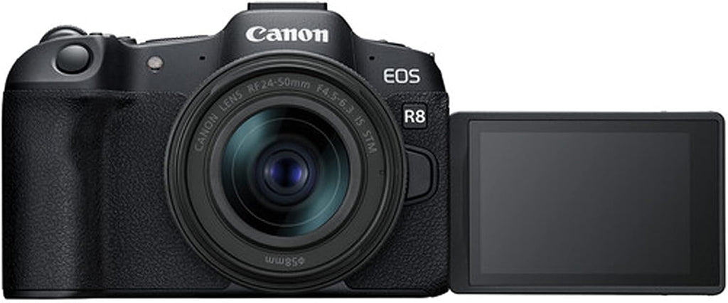 Canon EOS R8 Camera Bundle with 24-50mm + 420-800mm Super Telephoto Lens +128GB Extreme Speed Card, U-Grip, Microphone, LED Video Light, Spare Battery, Filter Kit, More (Extreme Pro-Bundle) (Renewed)