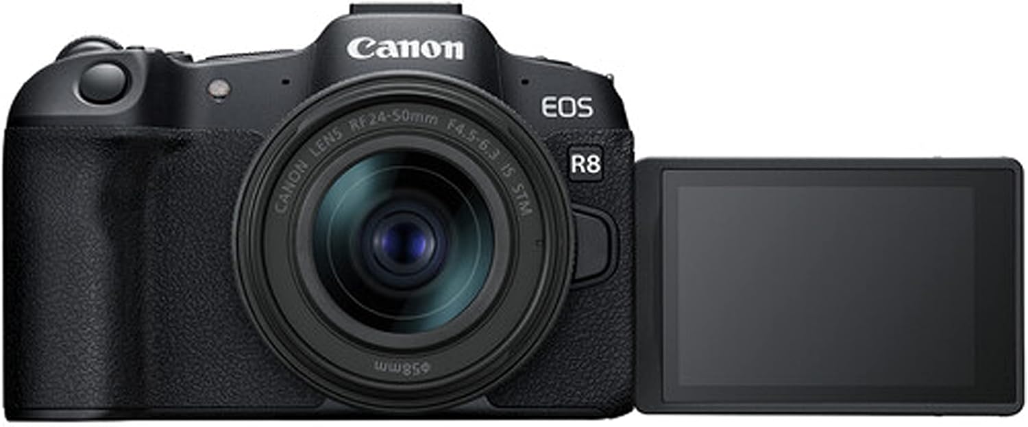 Canon EOS R8 Camera Bundle with 24-50mm + 420-800mm Super Telephoto Lens +128GB Extreme Speed Card, U-Grip, Microphone, LED Video Light, Spare Battery, Filter Kit, More (Extreme Pro-Bundle) (Renewed)