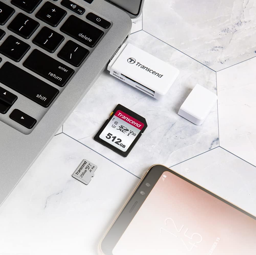 Transcend SDC300S 512GB SDXC SD Card, UHS-I U3 V30, 4K UHD & Full HD for DSLR Cameras/Digital Cameras/Trail Cameras/Camcorder, Up to 100MB/s, Class 10 High-Speed Memory Card