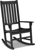Giantex Rocking Chair Acacia Wood Frame Outdoor& Indoor for Garden, Lawn, Balcony, Backyard and Patio Porch Rocker (1, Black)