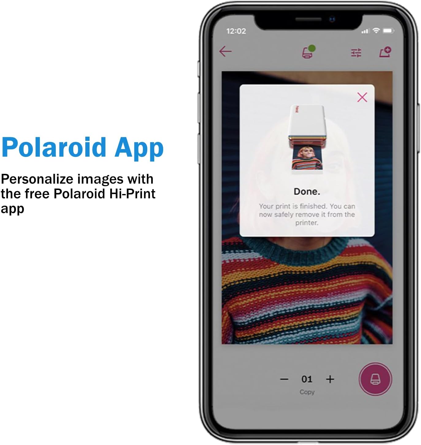 Polaroid Hi Print + 40 Photo Bundle, 2nd Generation Phone Printer, 2x3 Pocket Photo Printer, Portable Bluetooth Photo Printer for iPhone & Android Cleaning Cloth