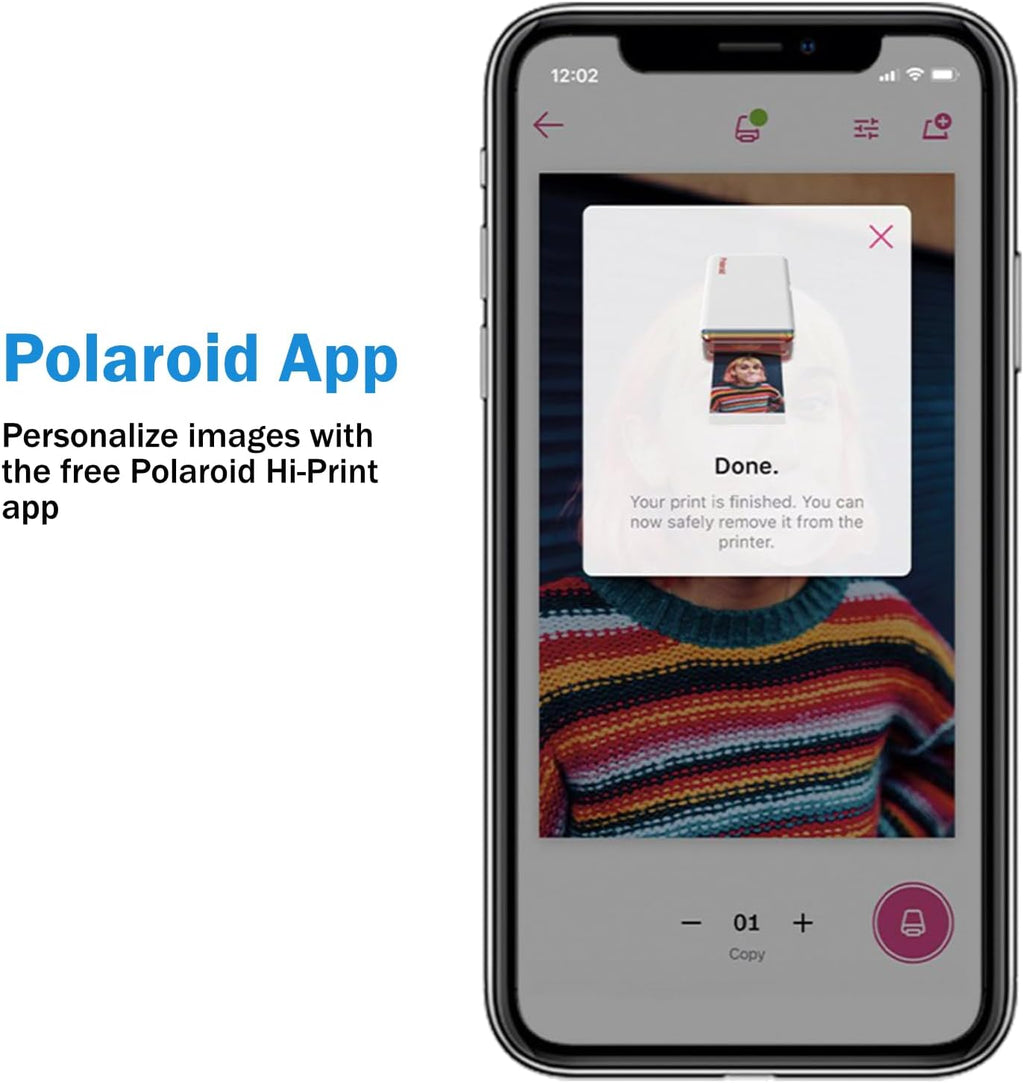 Polaroid Hi Print + 40 Photo Bundle, 2nd Generation Phone Printer, 2x3 Pocket Photo Printer, Portable Bluetooth Photo Printer for iPhone & Android Cleaning Cloth