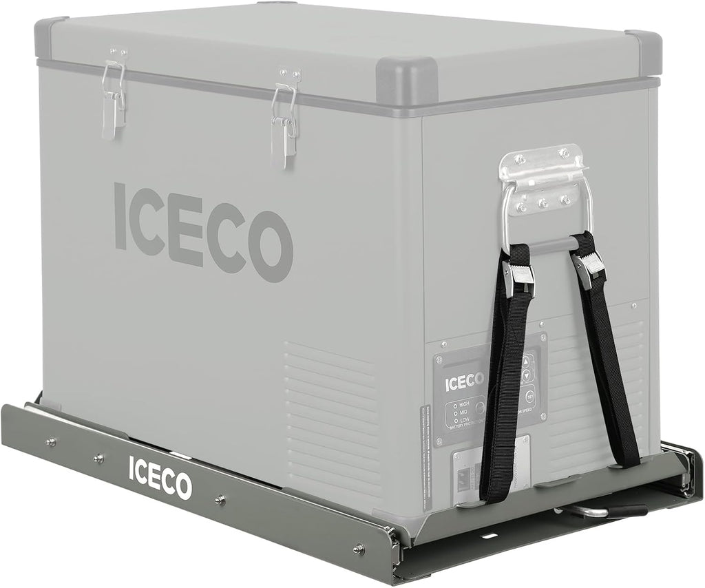 ICECO VL45 12 Volt Refrigerator, 47 Quart Platinum Portable Fridge, With SECOP Compressor, 0℉～50℉, 12/24V DC, 110/240V AC, Compact Freezer for RV, Truck, Car Use (With Slide Mount)