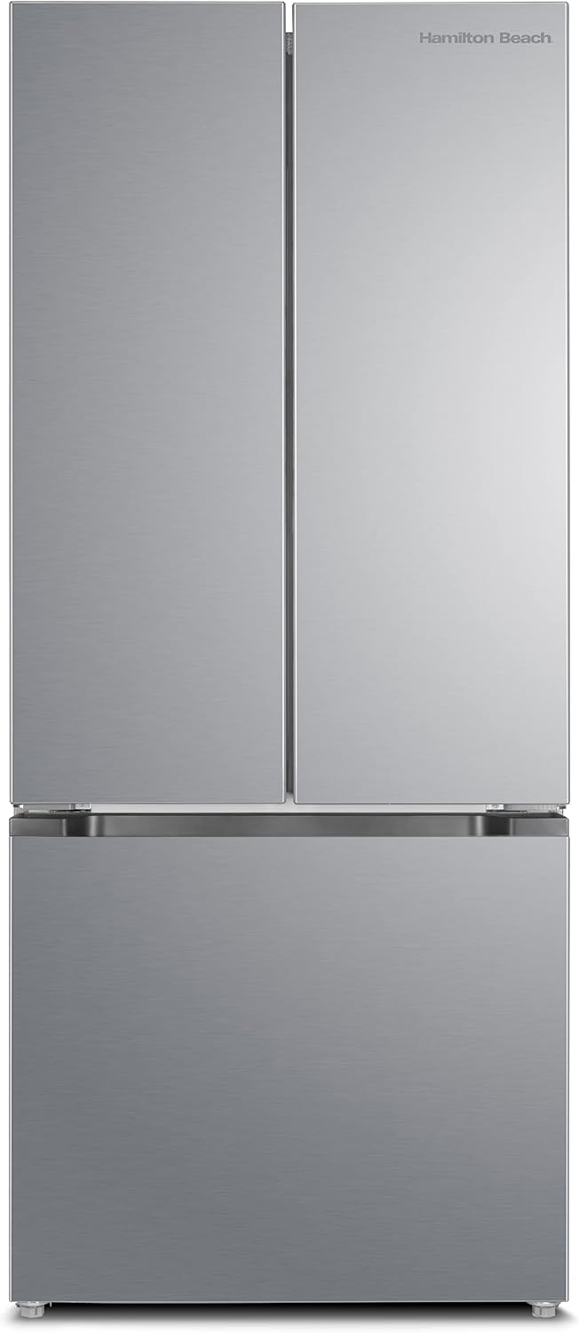 Hamilton Beach HBF1770 French Door Counter Depth Refrigerator with Freezer Drawer, 17.7 cu ft, Stainless Steel (Full Size)