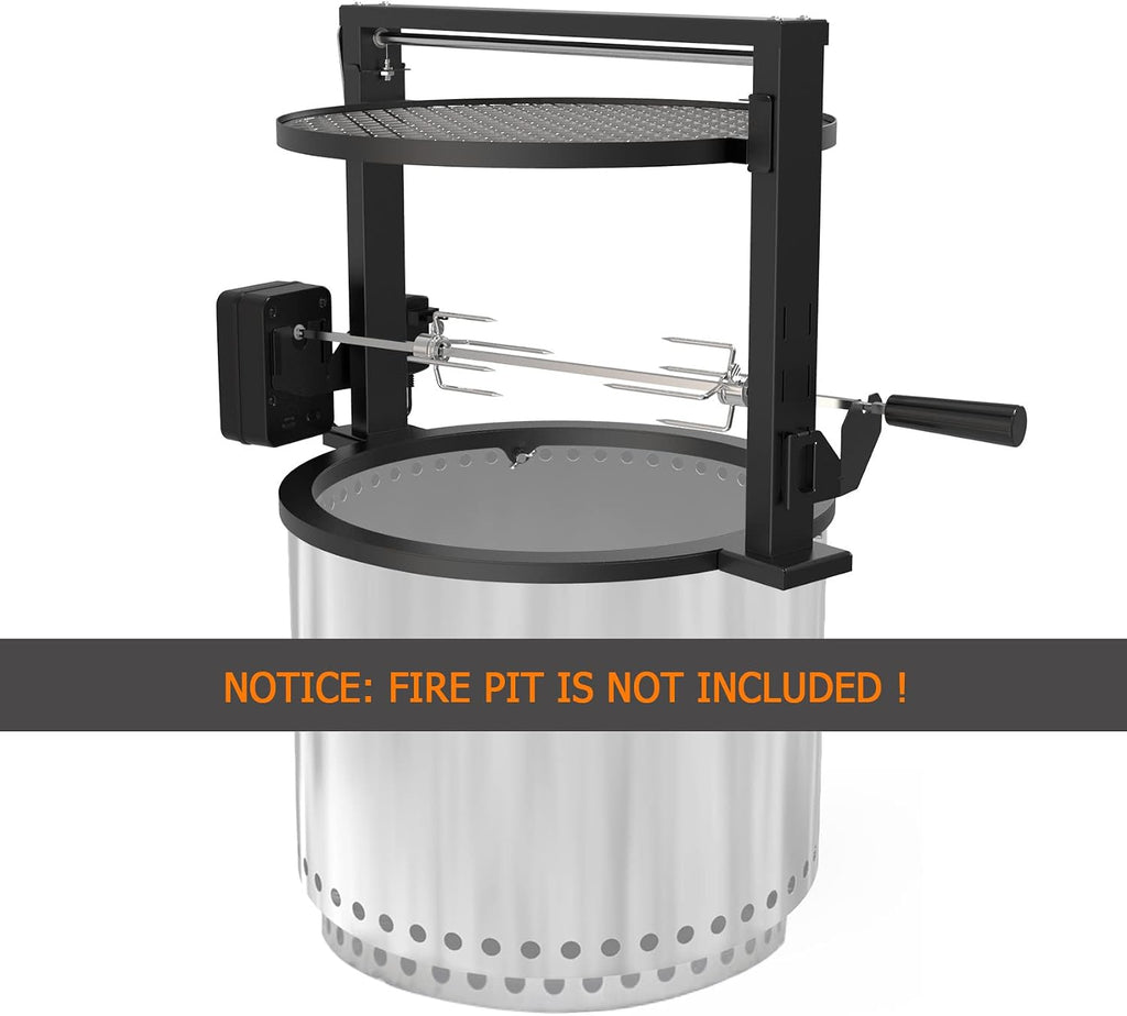 only fire Santa-Maria Style Rotisserie Rotating System for Solo Stove Bonfire 19.5' Smokeless Fire Pit - Global Patent