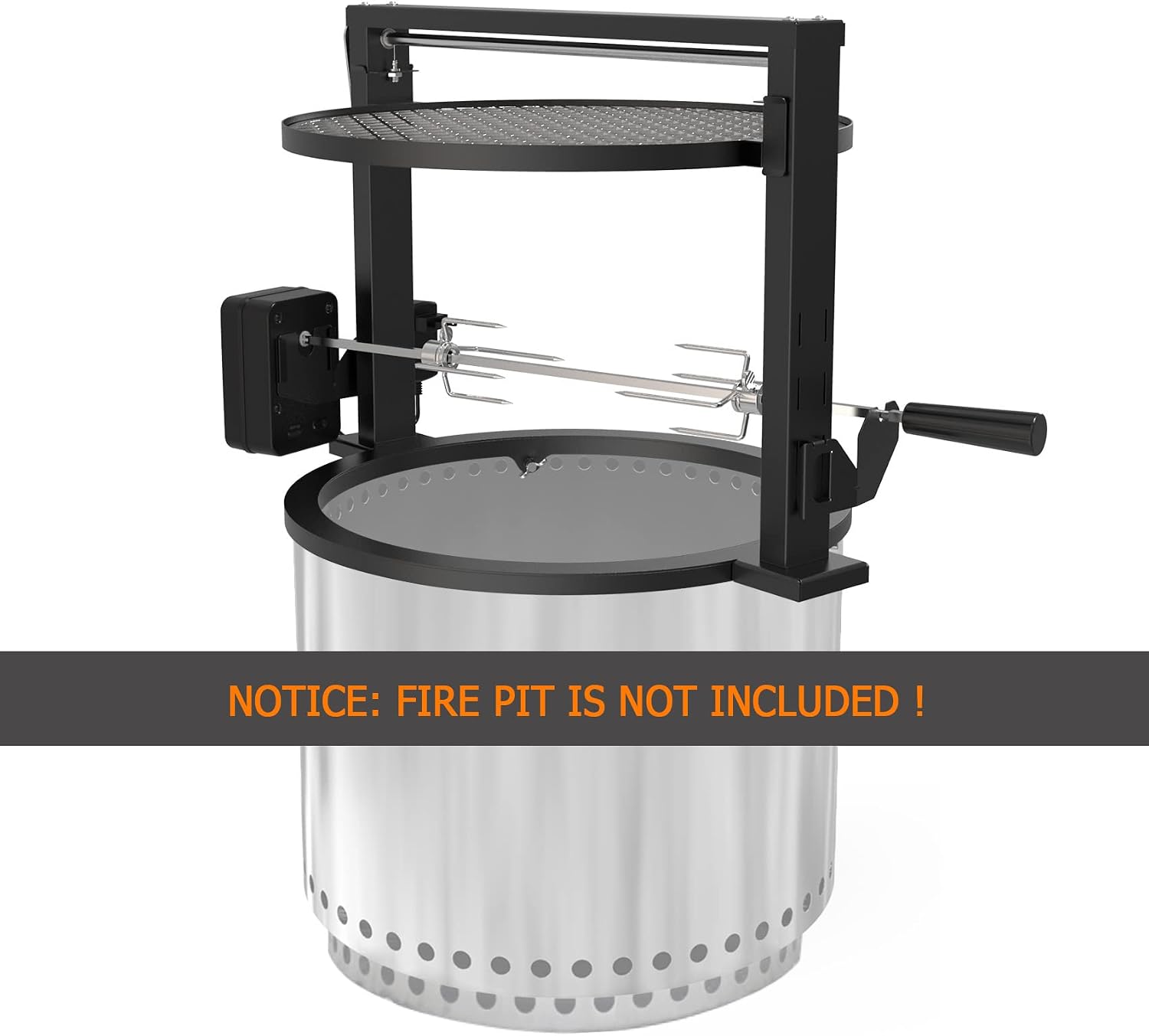 only fire Santa-Maria Style Rotisserie Rotating System for Solo Stove Bonfire 19.5' Smokeless Fire Pit - Global Patent