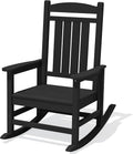 KINGYES Oversized Outdoor Rocking Chairs, HDPE All-Weather Patio Rocking Chairs High Back Porch Rocker for Adult, Black