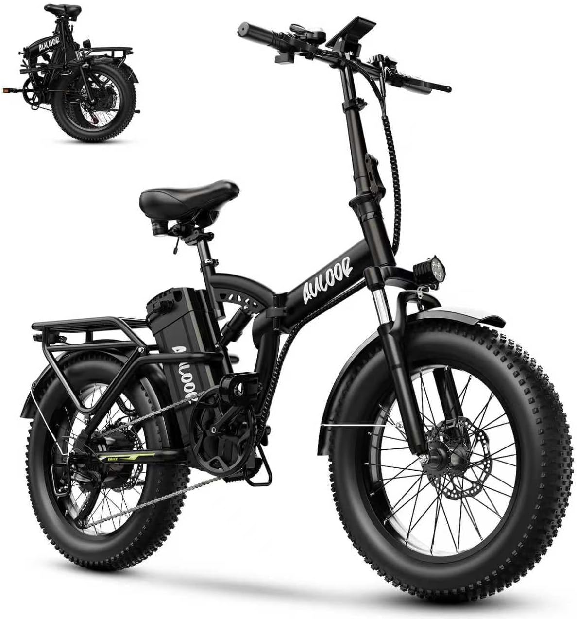 Foldable Electric Bike for Adults, 48V 20Ah Removable Lithium Battery up to 80Miles, 20' Fat Tire 1000W Peak Motor Dirt Ebike Adult Electric Bicycle for Commute Beach Mountain E Bike