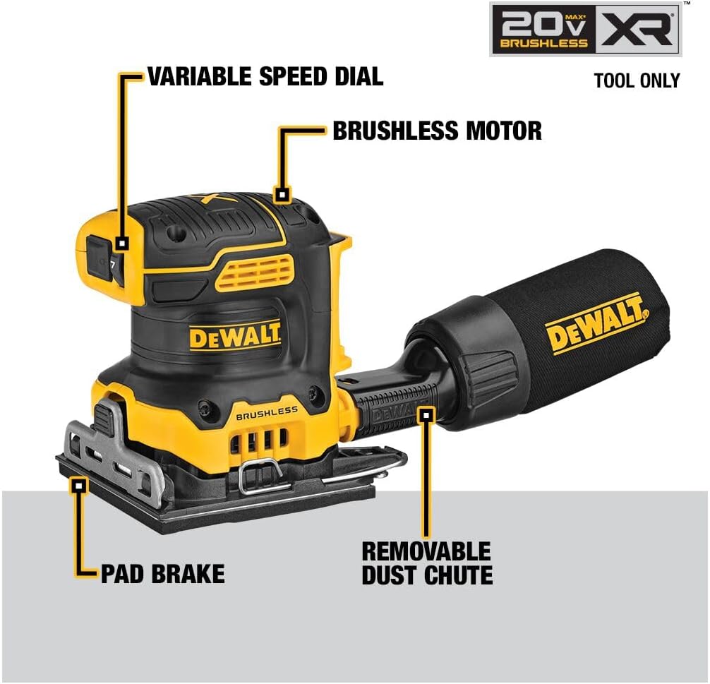 DEWALT 20V MAX XR Brushless Cordless 1/4 Sheet Variable Speed Sander (Tool Only) (DCW200B)