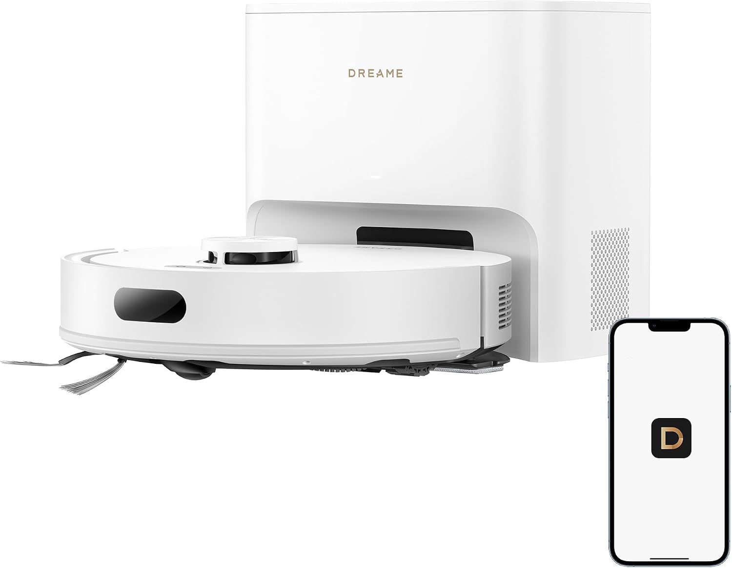 DREAME D20 Air Plus Robot Vac and Mop Combo with 20,000Pa Suction, Anti-Tangling Tech, Auto-Emptying Dock, Deep Carpet Cleaning and Smart Navigation White