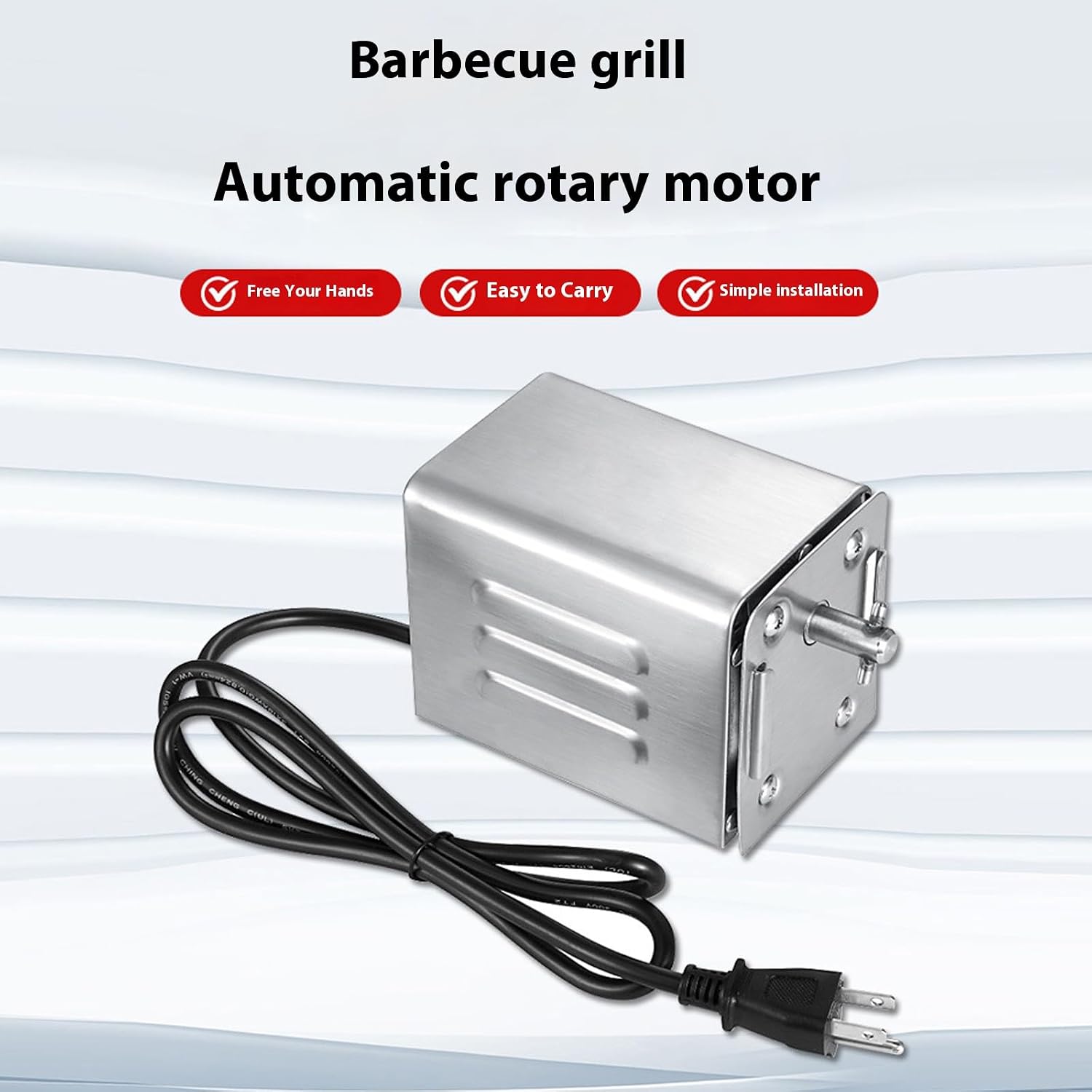 BBQ Motor 110V 15W Rotisserie Stainless Steel Electric Motor, Grill Motor High Load Rustproof Stable Electric Grill Motor for Pork Roast (Load 140~160KG)