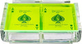 Modern Elegant Playing Card Deck Holder Tray with 2 Decks of Playing Cards in Unique Stylish Deluxe Acrylic Box with Color lid (Neon Green)